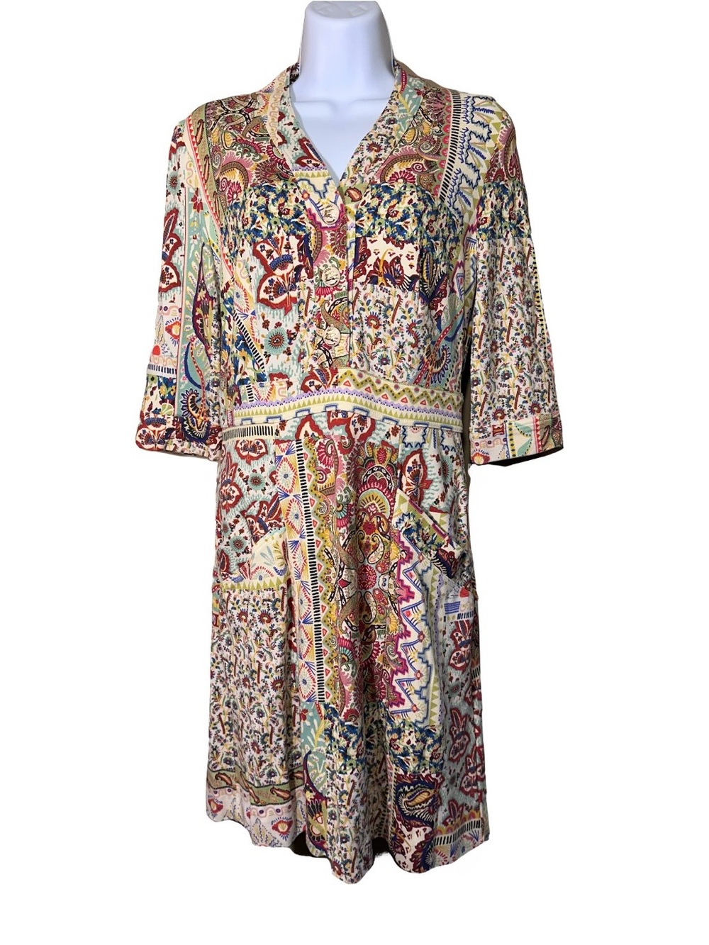 Etro Milano Desert Dreams Patchwork-Print Jersey Mini Dress IT 42 US 6
